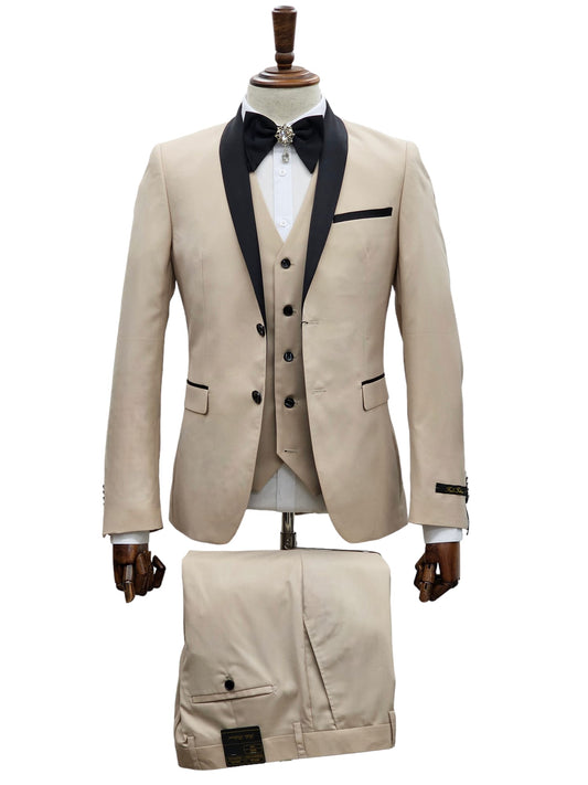 2 Button Shawl Lapel Sand Slim Fit Suit FF2SSX+V-1230